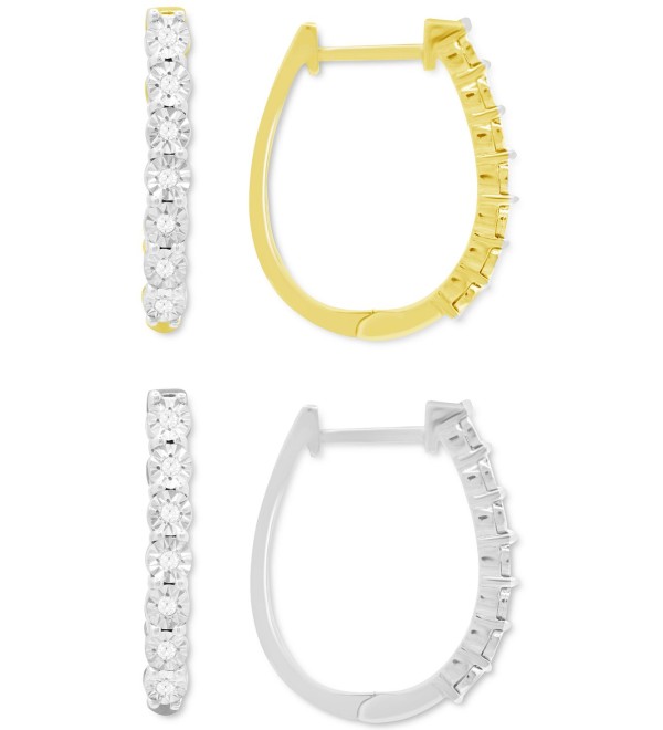 2-Pc. Set Diamond Oval Hoop Earrings (1/6 ct.) & 14k Gold-Plate