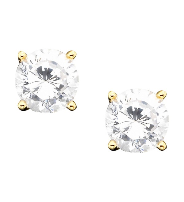 18k Gold over Sterling Silver Cubic Zirconia Stud Earrings (1 ct.)