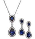 Sapphire (4 ct.) & White Sapphire (2-1/6 ct.) Pendant Necklace & Drop Earrings