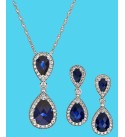 Sapphire (4 ct.) & White Sapphire (2-1/6 ct.) Pendant Necklace & Drop Earrings