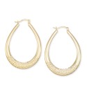 Large Patterned Teardrop Shape Hoop Earrings in 14k Gold Vermeil