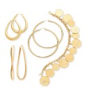Large Patterned Teardrop Shape Hoop Earrings in 14k Gold Vermeil
