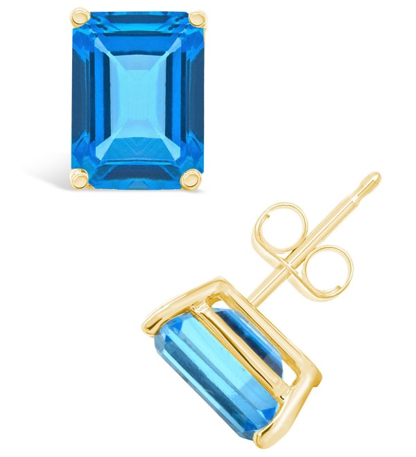 Blue Topaz (4 ct.) Stud Earrings in 14K Yellow Gold or 14K White Gold