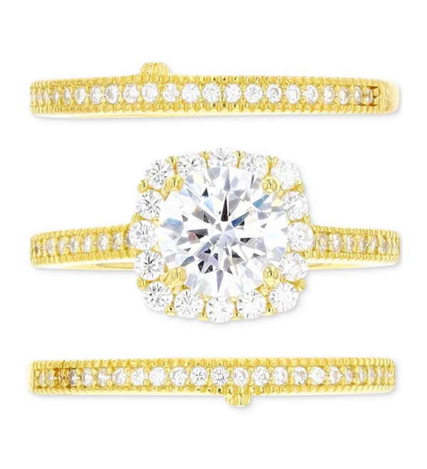 3-Pc. Set Cubic Zirconia Ring & Bands in 14k Gold-Plated Sterling Silver