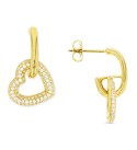 Heart Charm Hoop Earrings or 14k Gold, .92