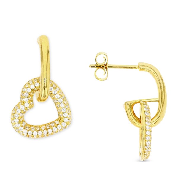 Heart Charm Hoop Earrings or 14k Gold, .92