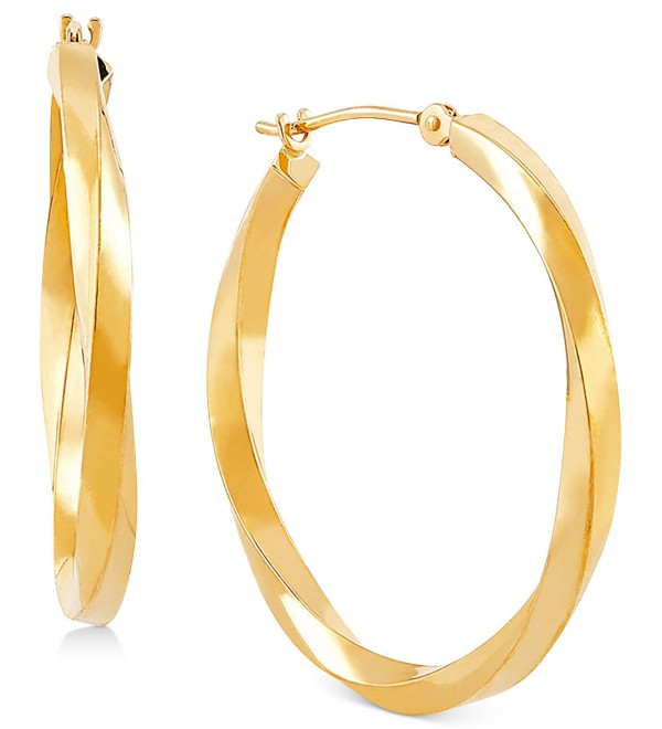 Medium Twist Round Hoop Earrings in 10k Gold, 30mm