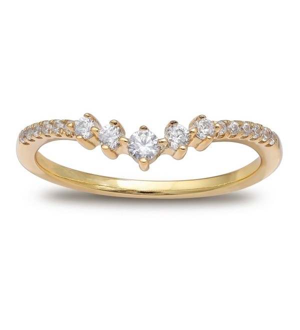 Cubic Zirconia V Band из 18-каратного позолоченного стерлингового серебра