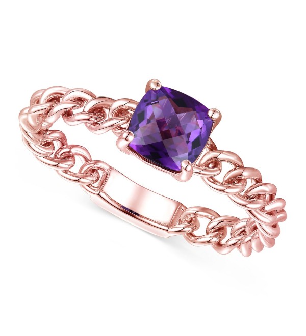 Amethyst Solitaire Chain Link Ring (7/8 ct.) in 14k Rose Gold-Plated Sterling Silver