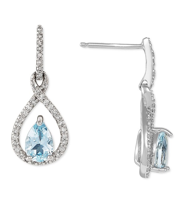Aquamarine (5/8 ct.) & Diamond (1/5 ct.) Drop Earrings in 14k White Gold