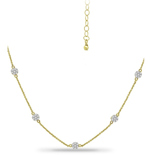 Ожерелье Cubic Zirconia Mini-Cluster Statement, 16 дюймов + 2 дюйма