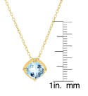 Синий пасьянс Topaz 18 ”Подвеска ожерелье (1-1/3 ct.) в 14-каратного позолоченного стерлингового серебра