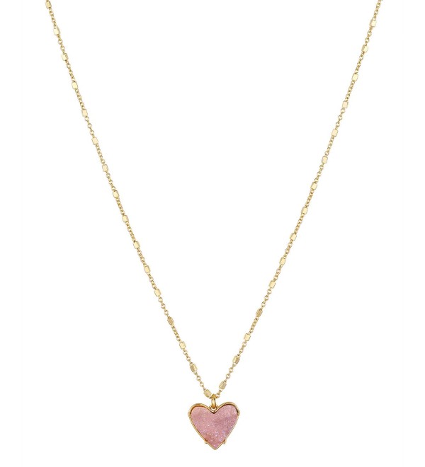 14k Gold Plated Pink Heart Pendant Necklace